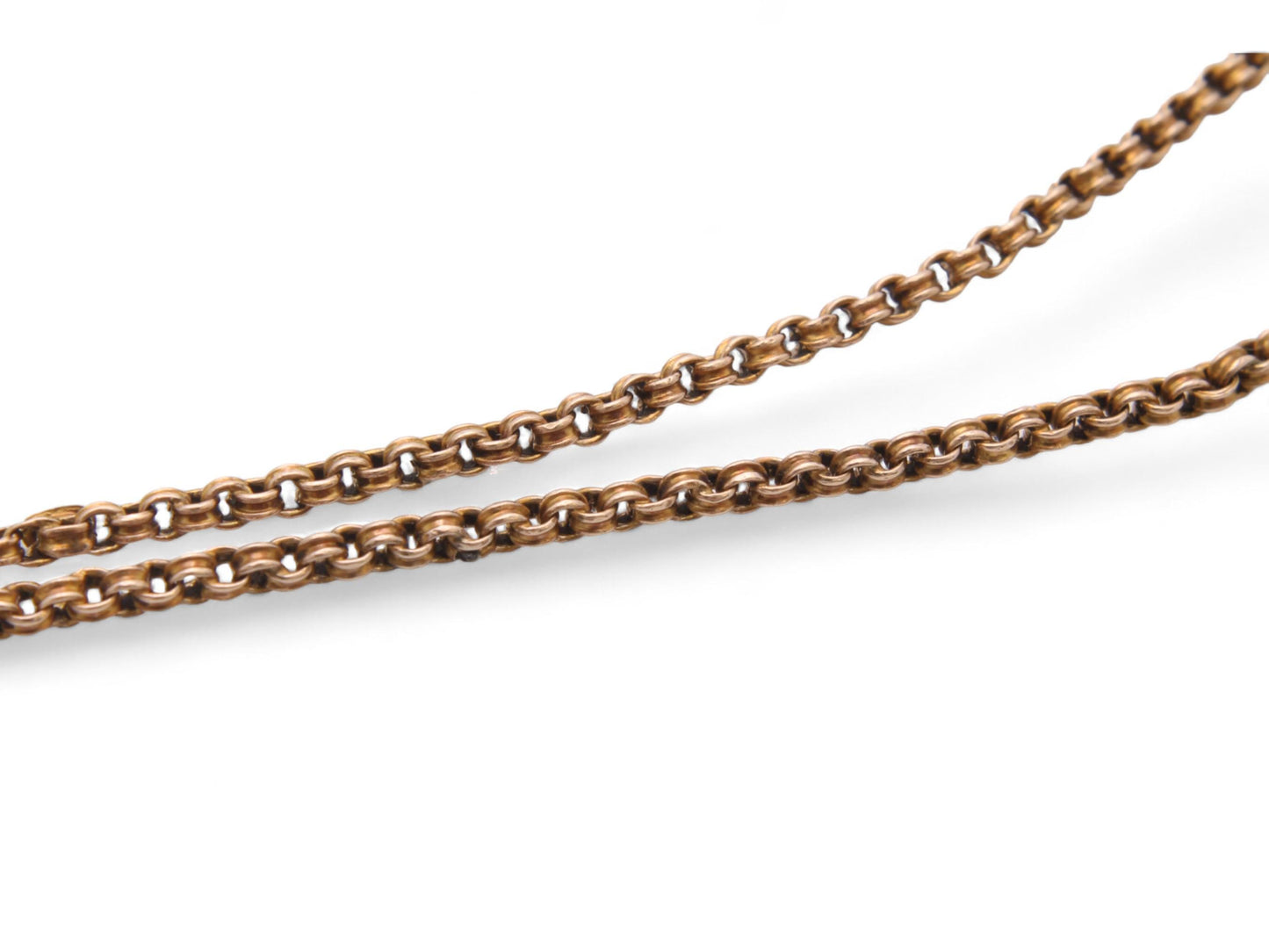 Antique 9ct Gold Ribbed Rolo Link Necklace, 17.5"