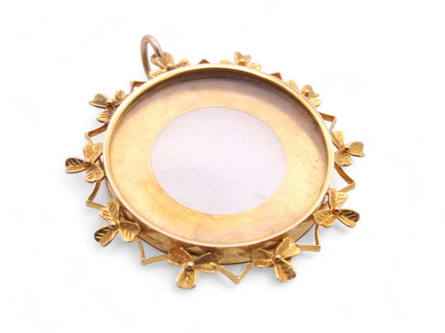 Antique 15ct Gold Shamrock Motif Locket Pendant