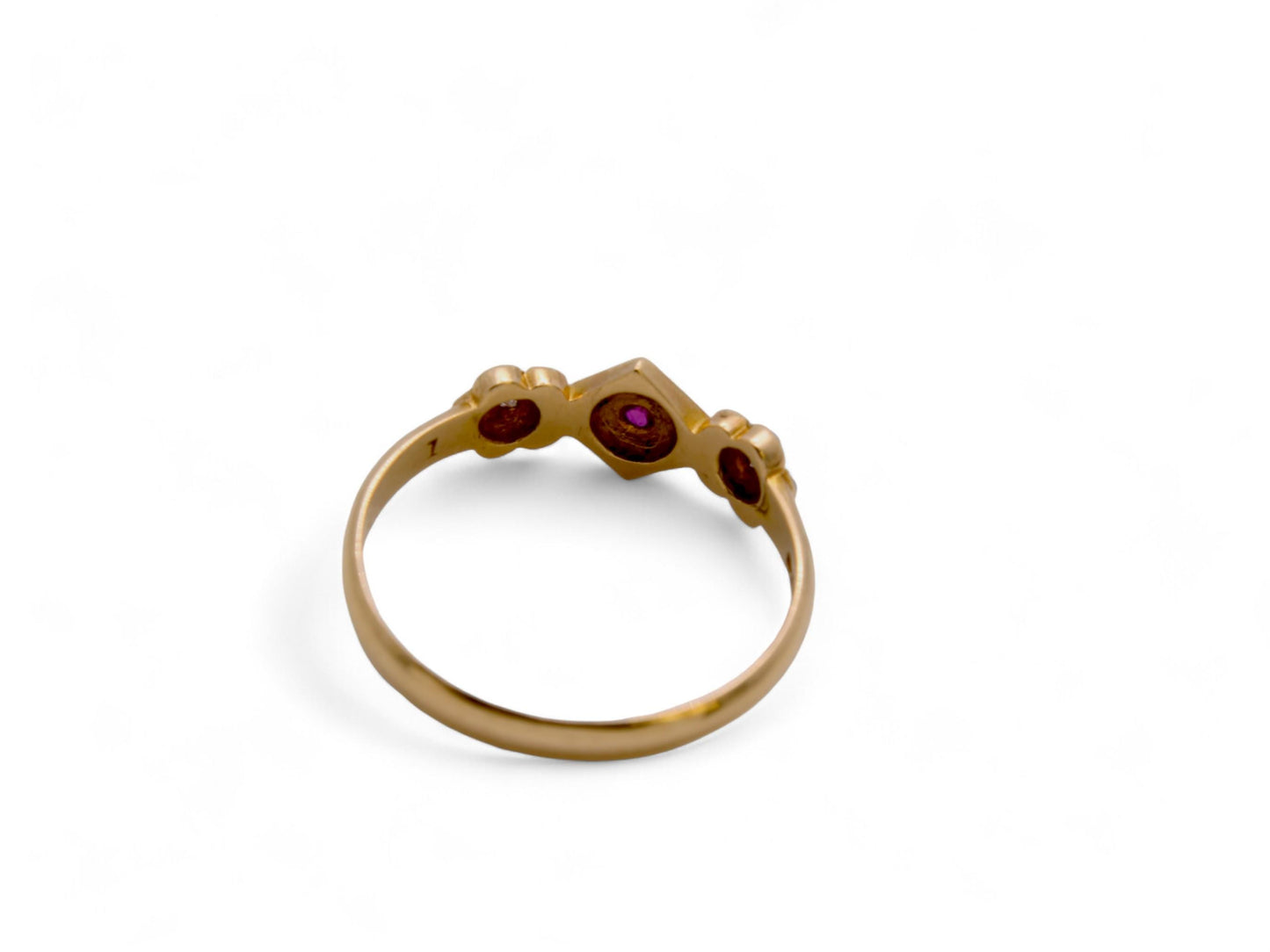 Antique 18ct Gold Ruby Pearl Flower Ring