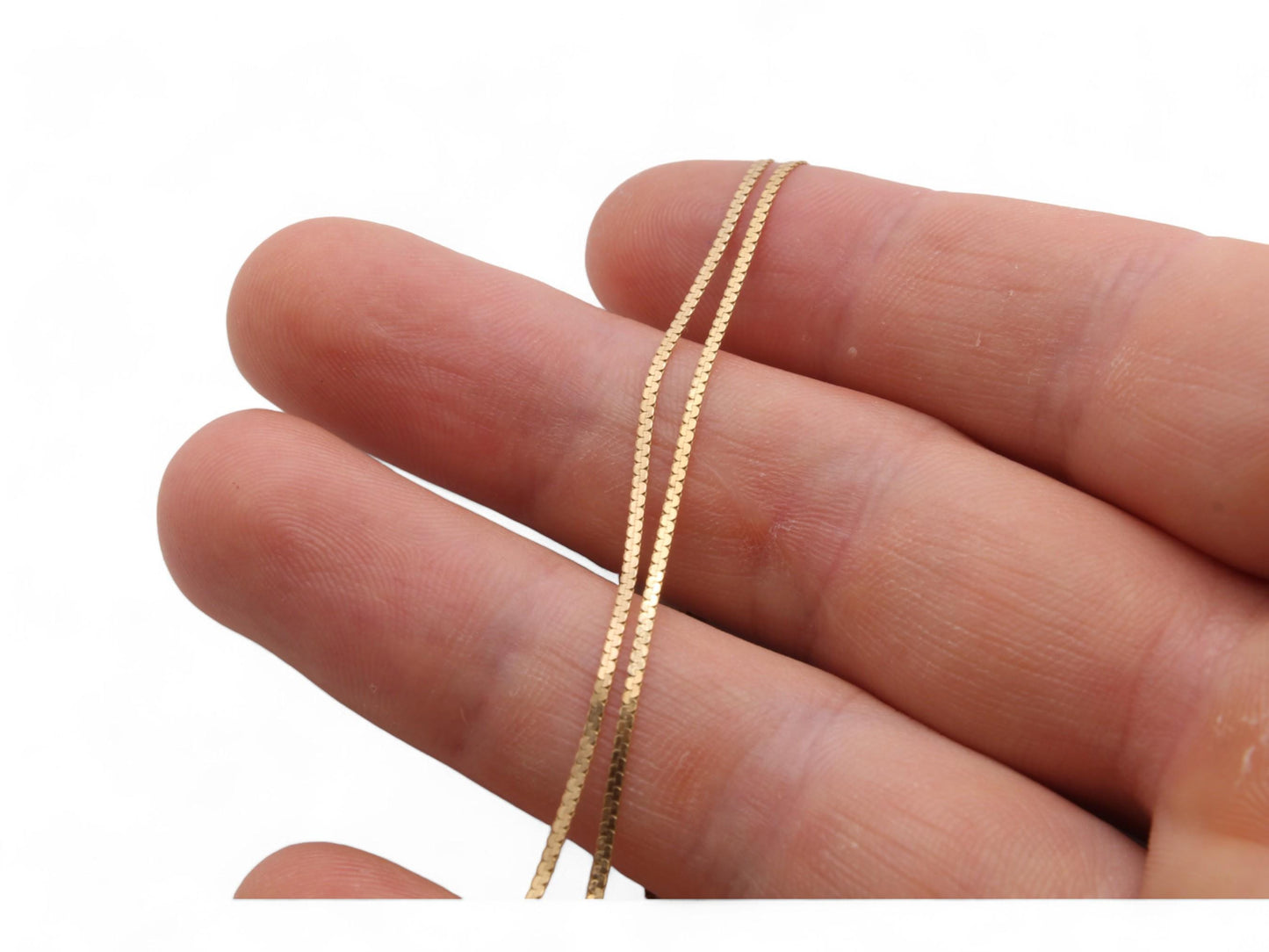 Vintage 9ct Gold Snake Link Necklace, 15"