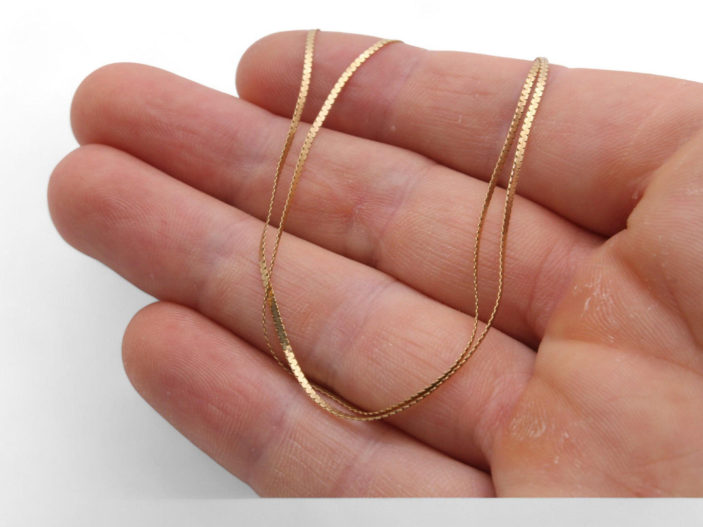 Vintage 9ct Gold Snake Link Necklace, 15"