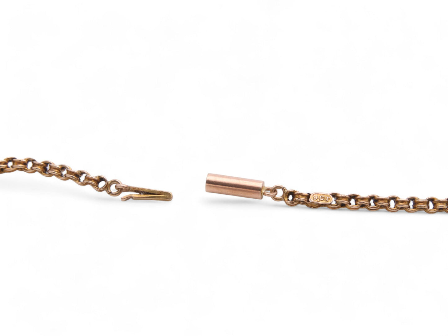 Antique 9ct Gold Ribbed Rolo Link Necklace, 17.5"