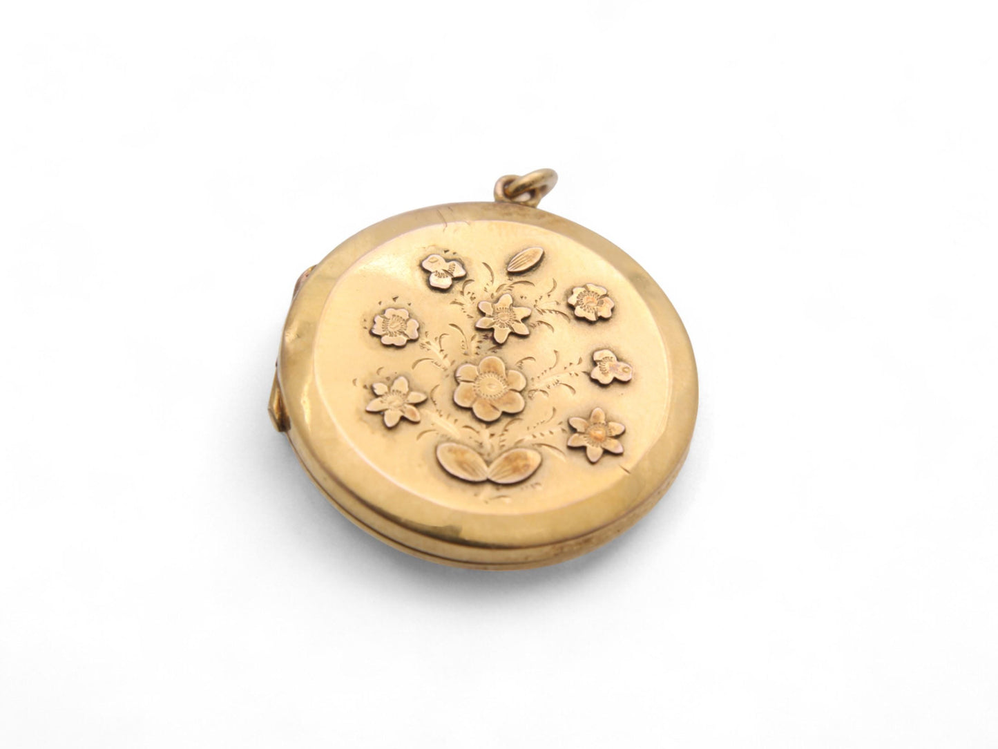 Antique 9ct Gold Applied Forget Me Not Flower Locket