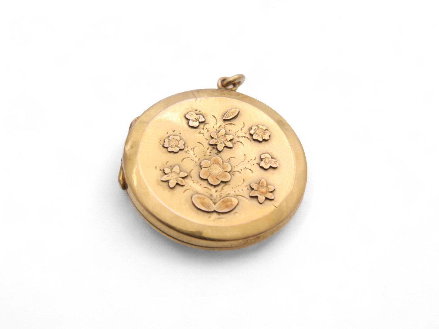 Antique 9ct Gold Applied Forget Me Not Flower Locket