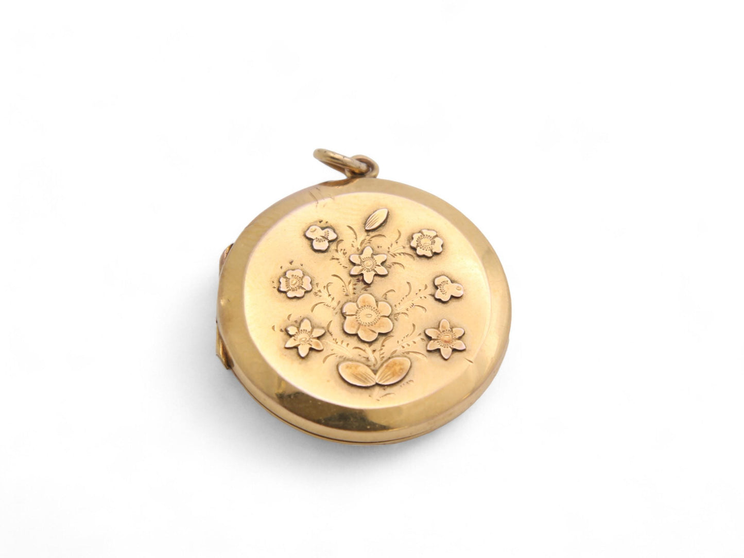 Antique-9ct-Gold-Applied-Forget-Me-Not-Flower-Locket