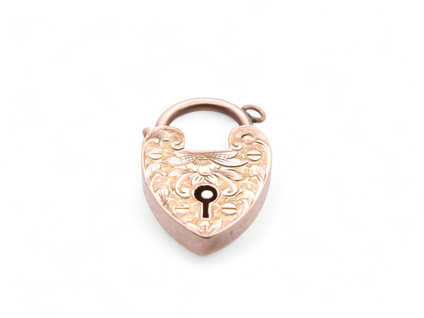 Antique 9ct Gold Chased Padlock Heart Pendant