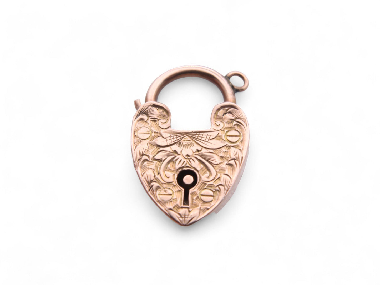 Antique-9ct-Gold-Chased-Padlock-Heart-Pendant