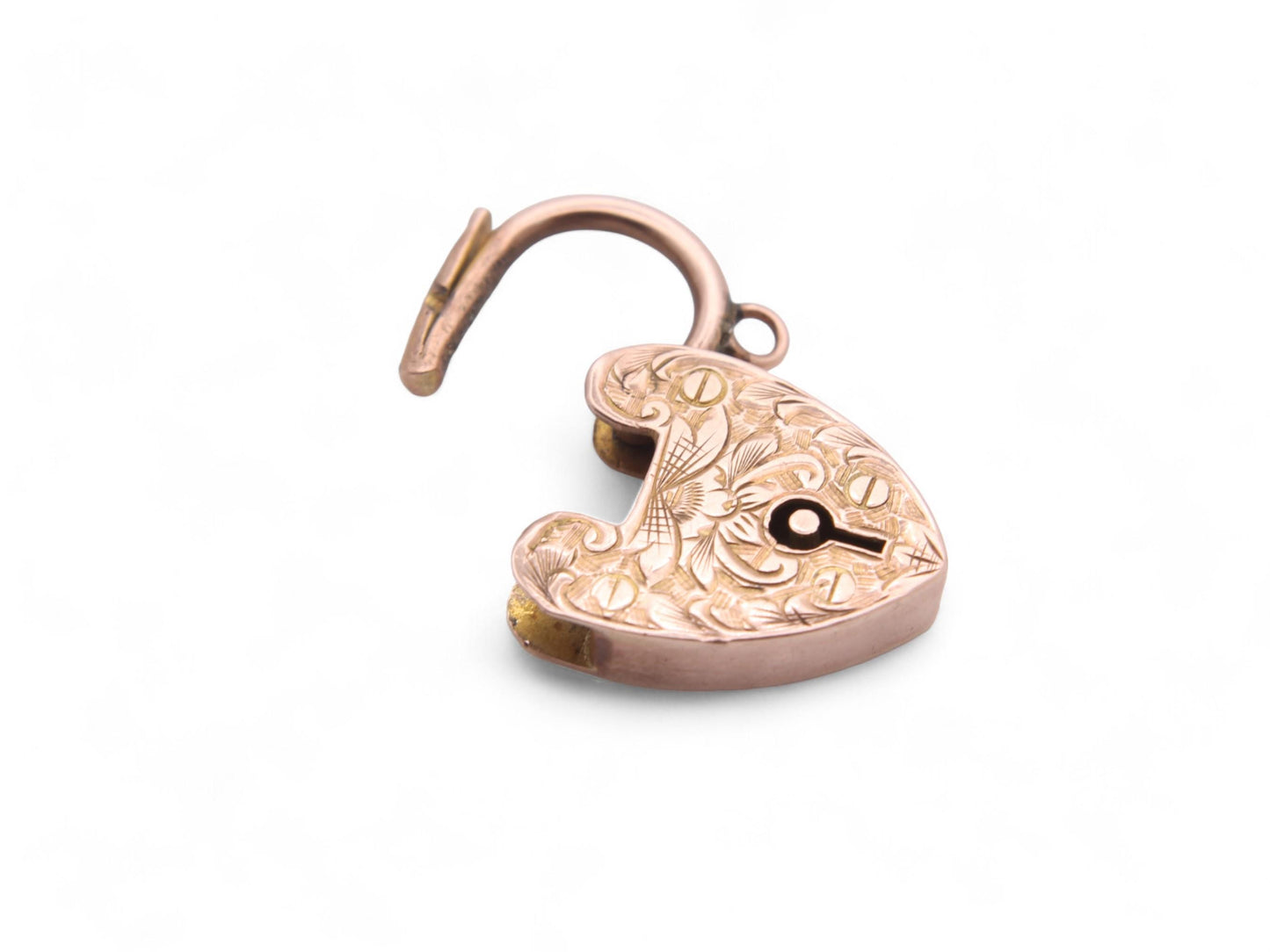 Antique 9ct Gold Chased Padlock Heart Pendant