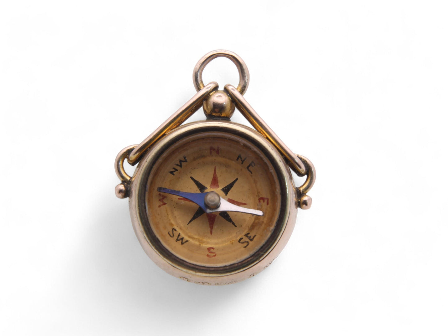 Antique 9ct Gold Carnelian Compass Pendant