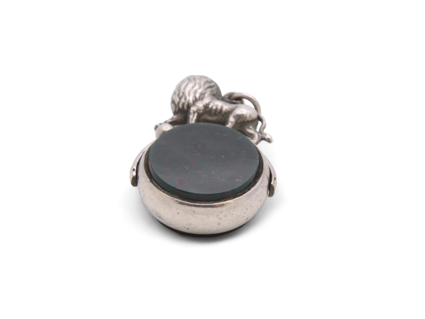 Antique Sterling Silver Lion Spinner Pendant