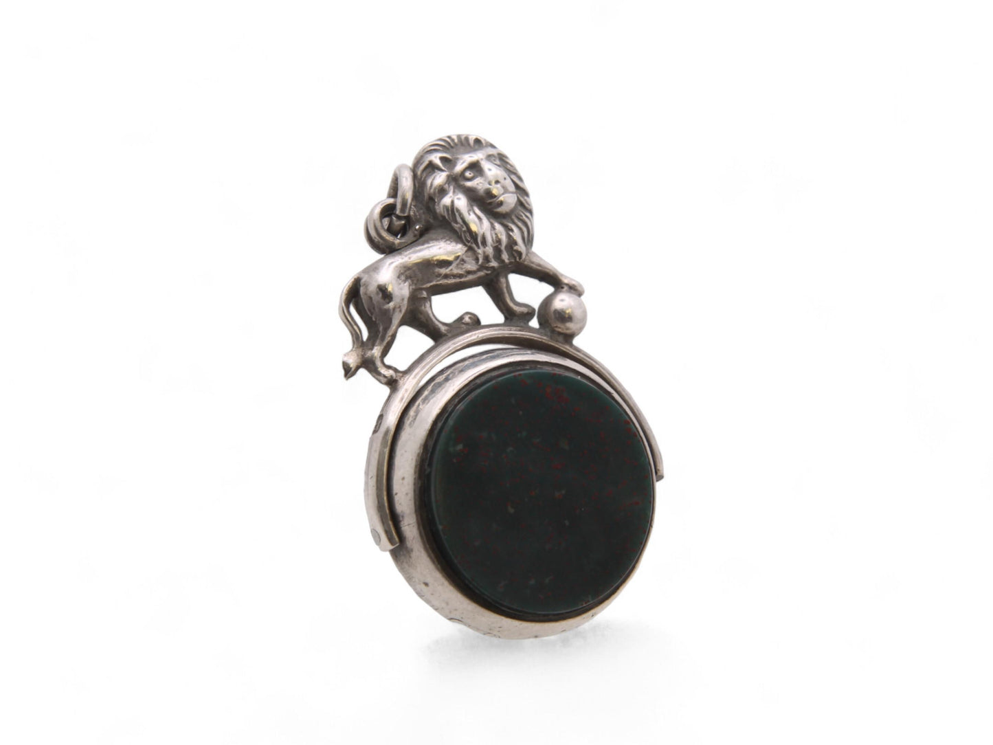 Antique Sterling Silver Lion Spinner Pendant