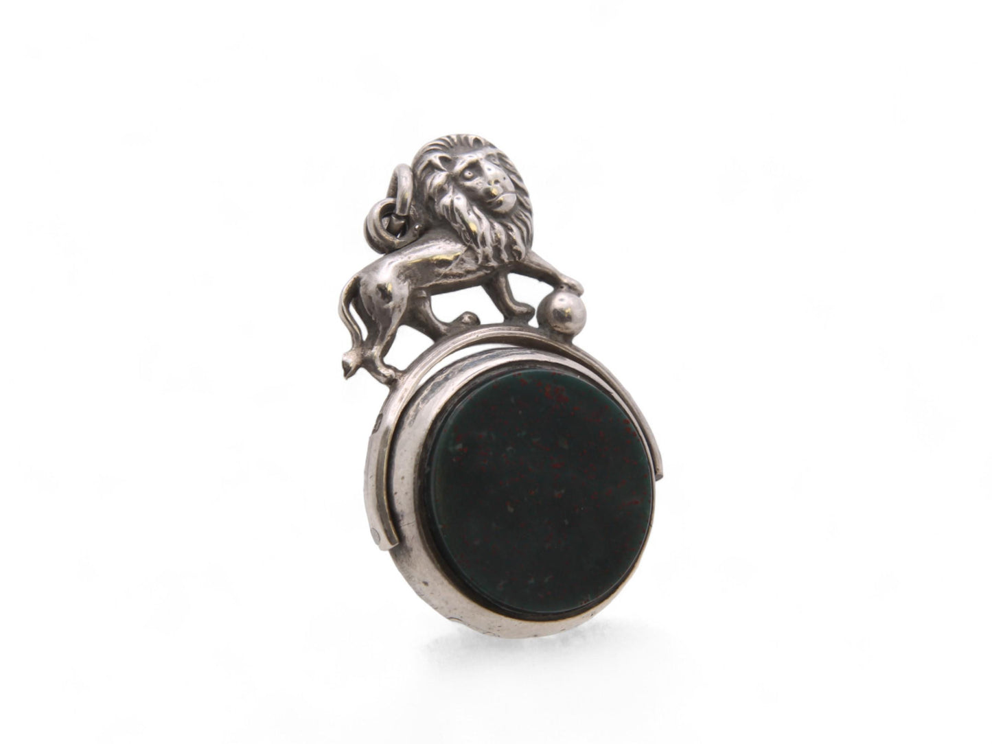 Antique Sterling Silver Lion Spinner Pendant