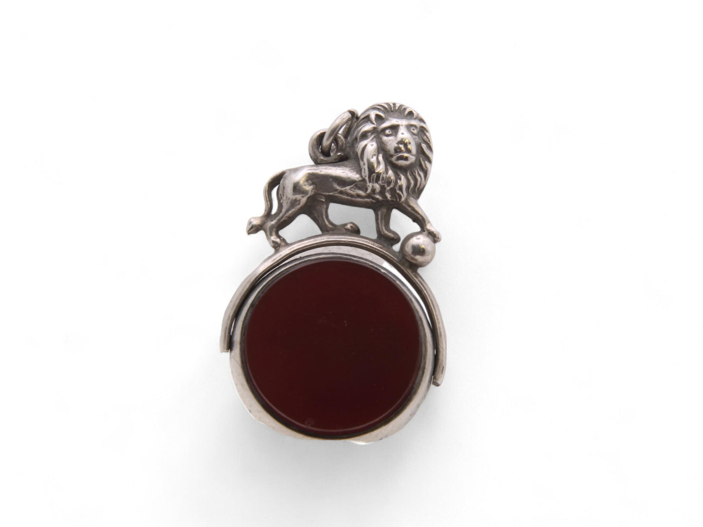 Antique Sterling Silver Lion Spinner Pendant