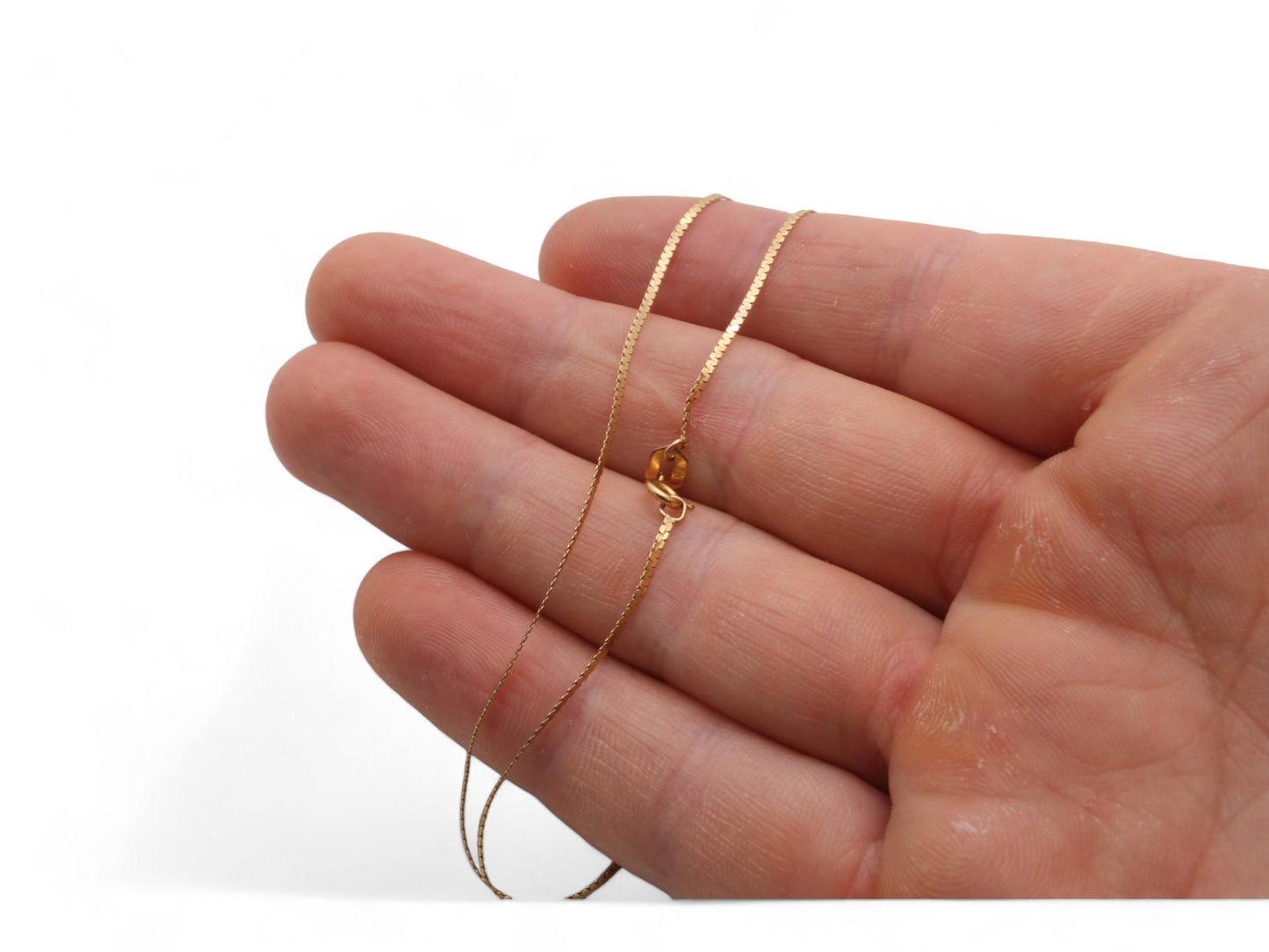 Vintage 9ct Gold Snake Link Necklace, 15"