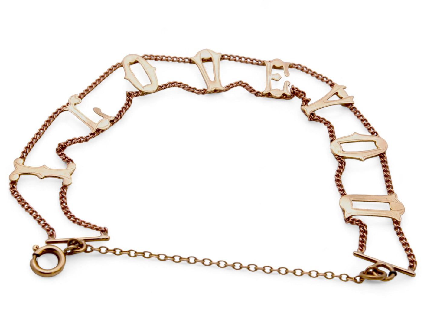 Vintage 9ct Gold I Love You Bracelet, 7.25"