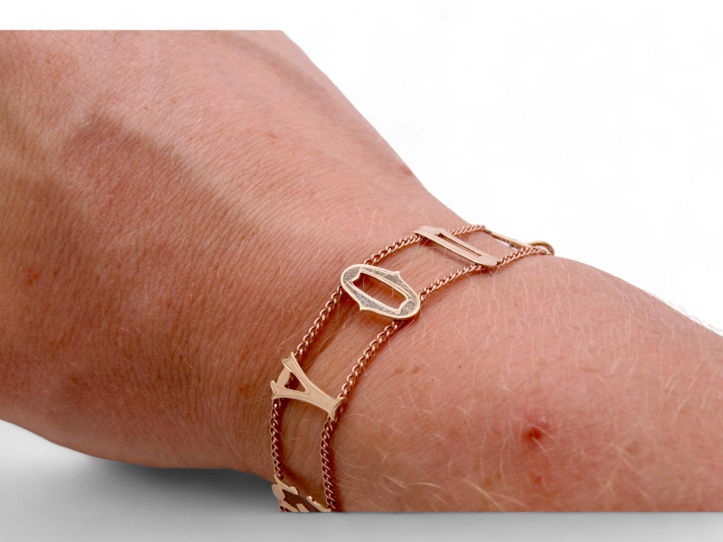 Vintage 9ct Gold I Love You Bracelet, 7.25"