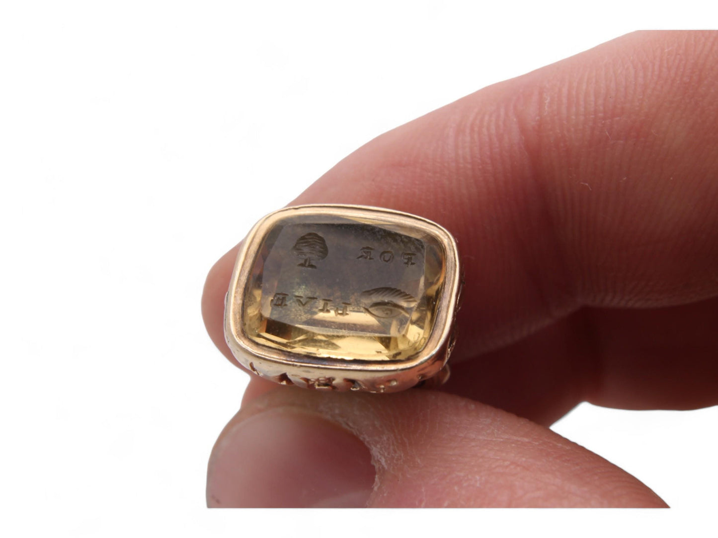 Antique Georgian 15ct Gold "For You I live" Rebus Puzzle Intaglio Pendant Seal