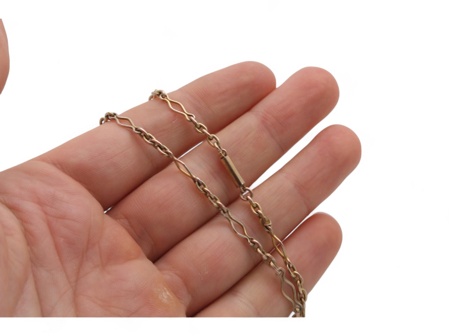 Antique 9ct Gold Fancy Trombone Link Necklace