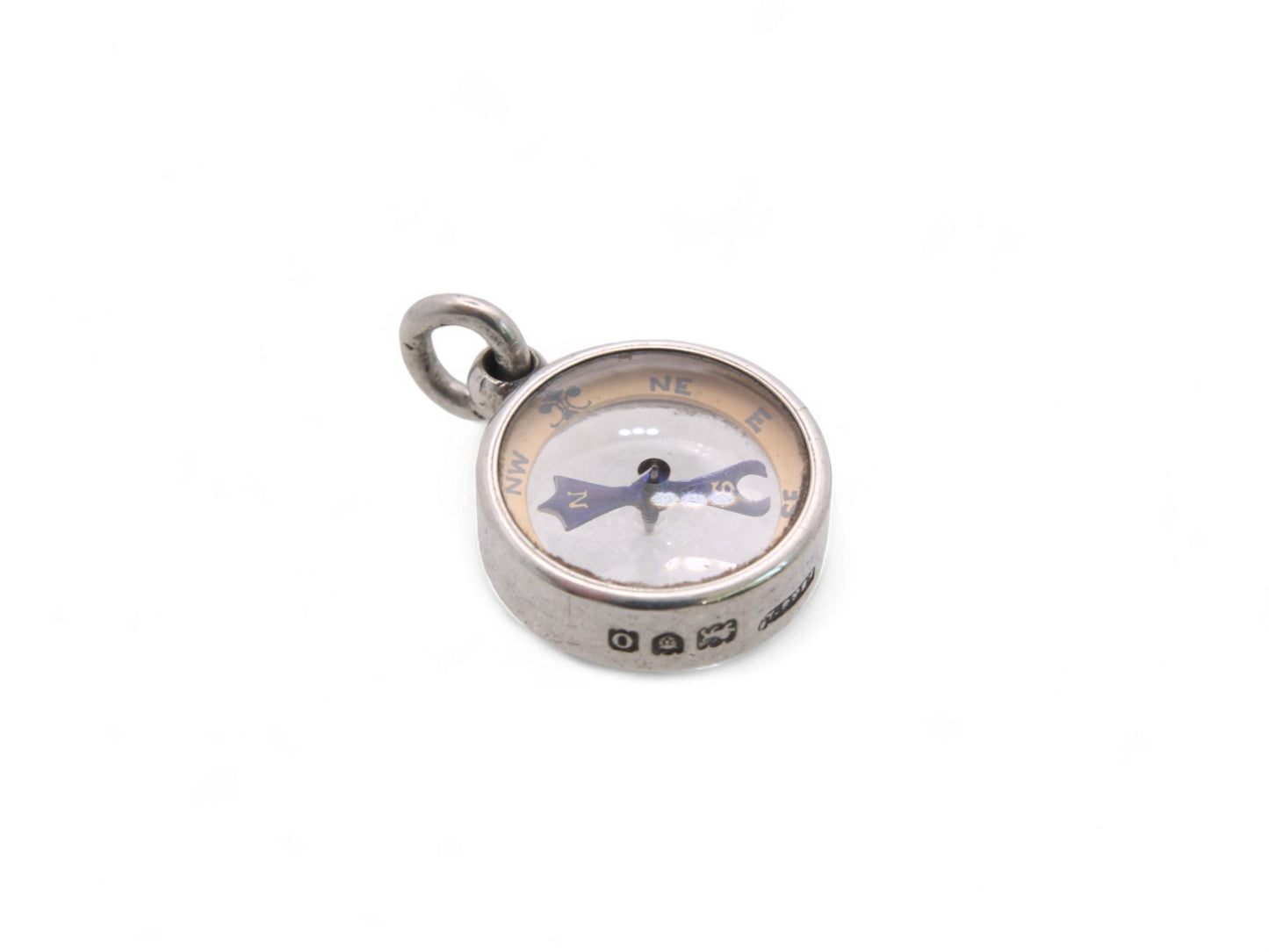 Antique Sterling Silver Compass Pendant
