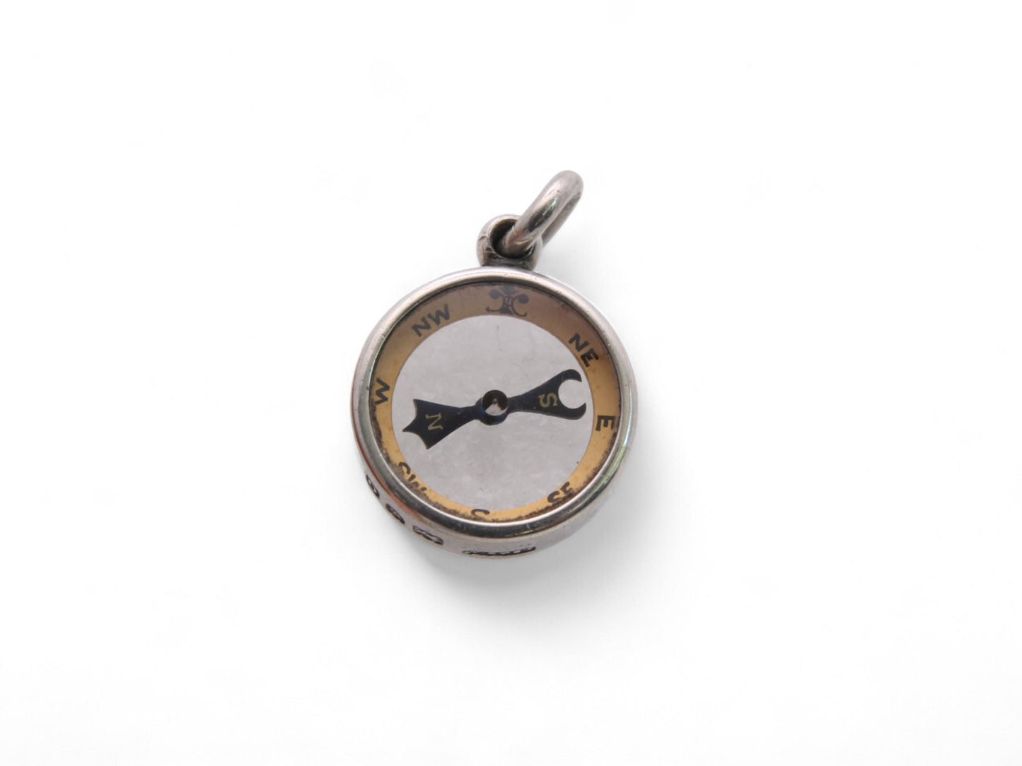 Antique Sterling Silver Compass Pendant