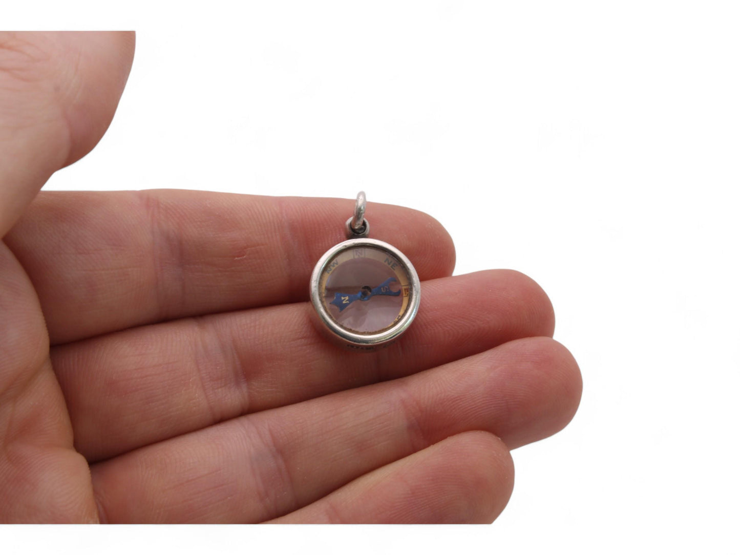 Antique Sterling Silver Compass Pendant