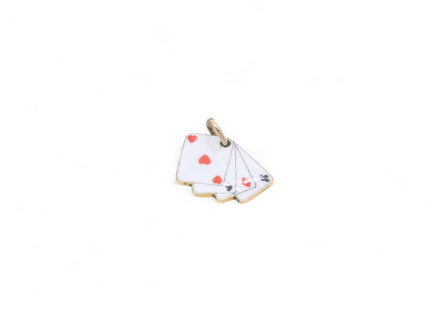 Vintage 9ct Gold Enamel Playing Cards Charm