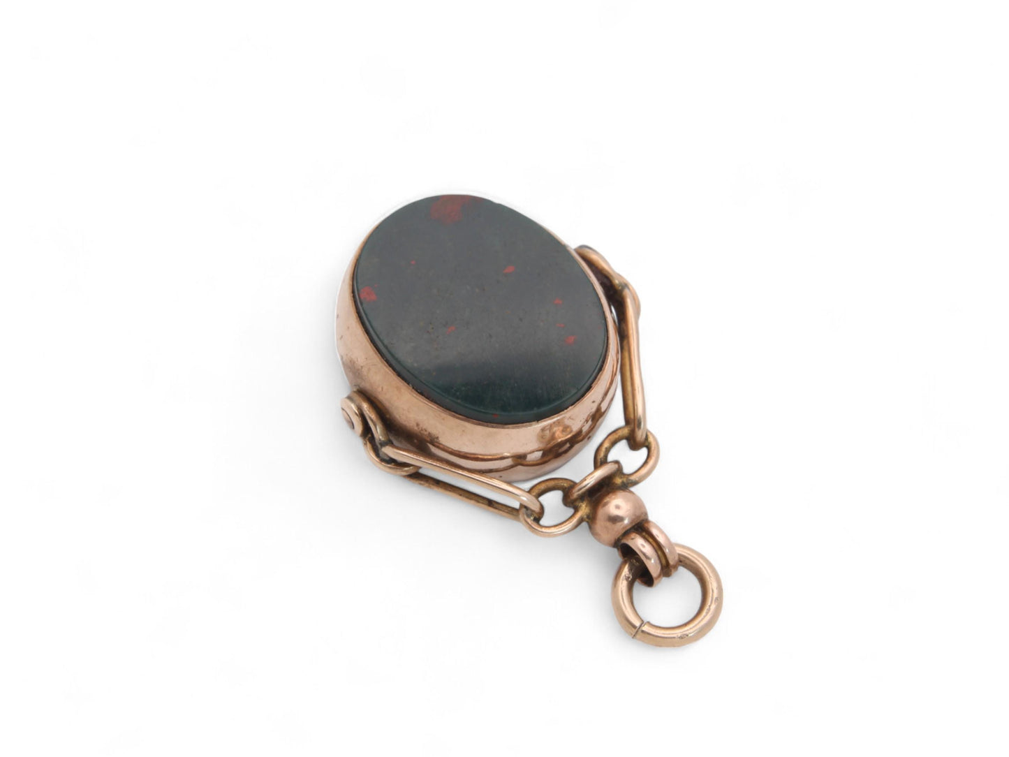 Antique 9ct Gold Bloodstone Carnelian Spinner Pendant, 1902