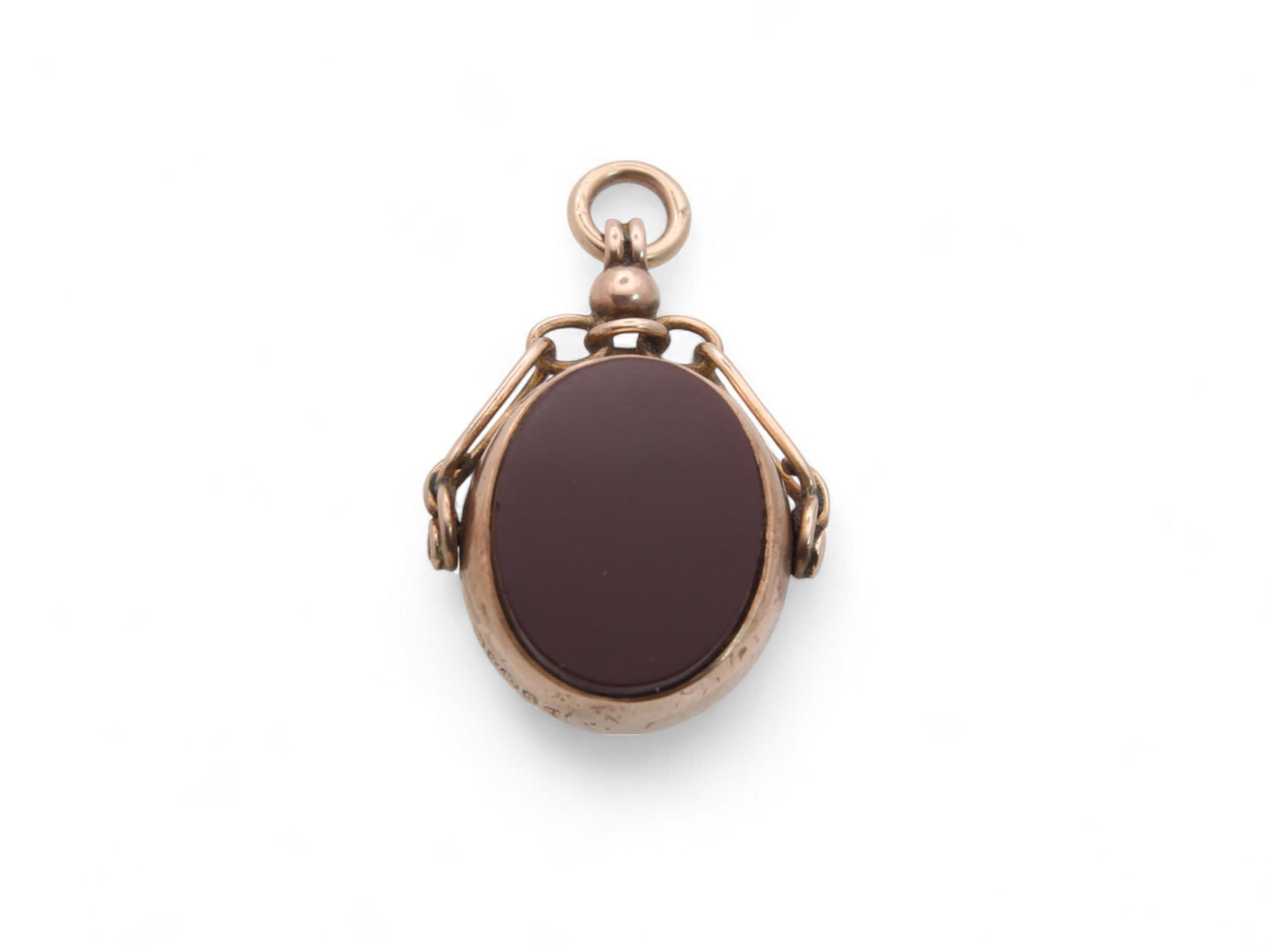 Antique 9ct Gold Bloodstone Carnelian Spinner Pendant, 1902