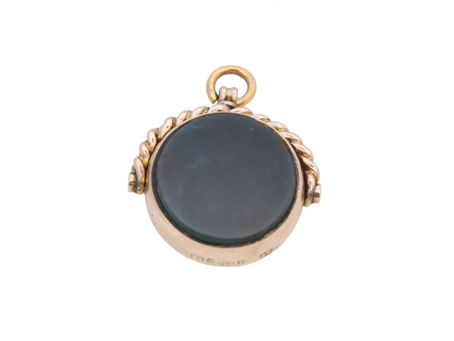 Antique 9ct Gold Bloodstone Compass Pendant