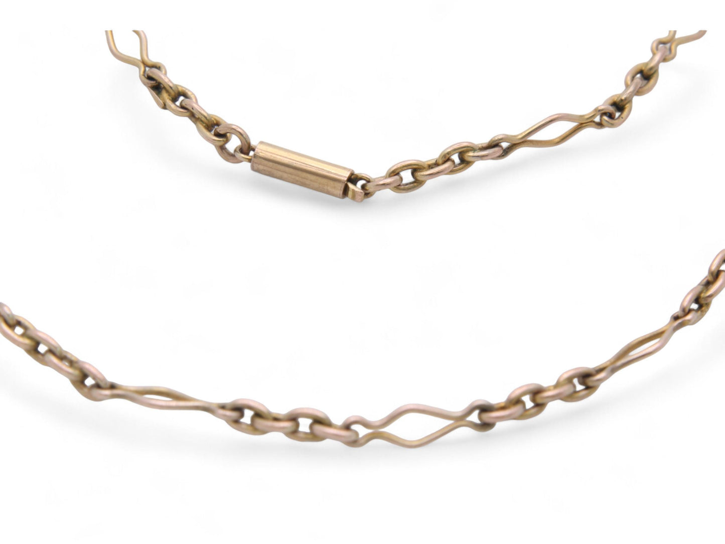 Antique 9ct Gold Fancy Trombone Link Necklace