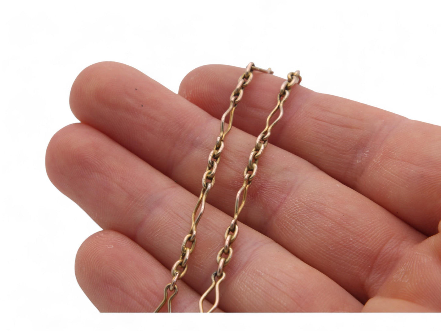 Antique 9ct Gold Fancy Trombone Link Necklace