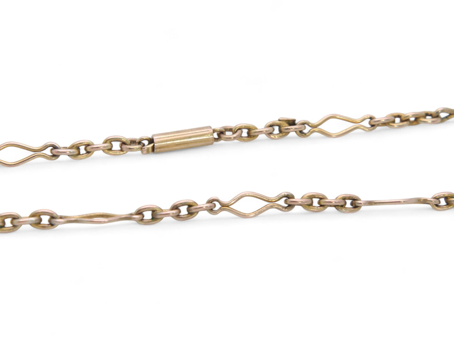 Antique 9ct Gold Fancy Trombone Link Necklace