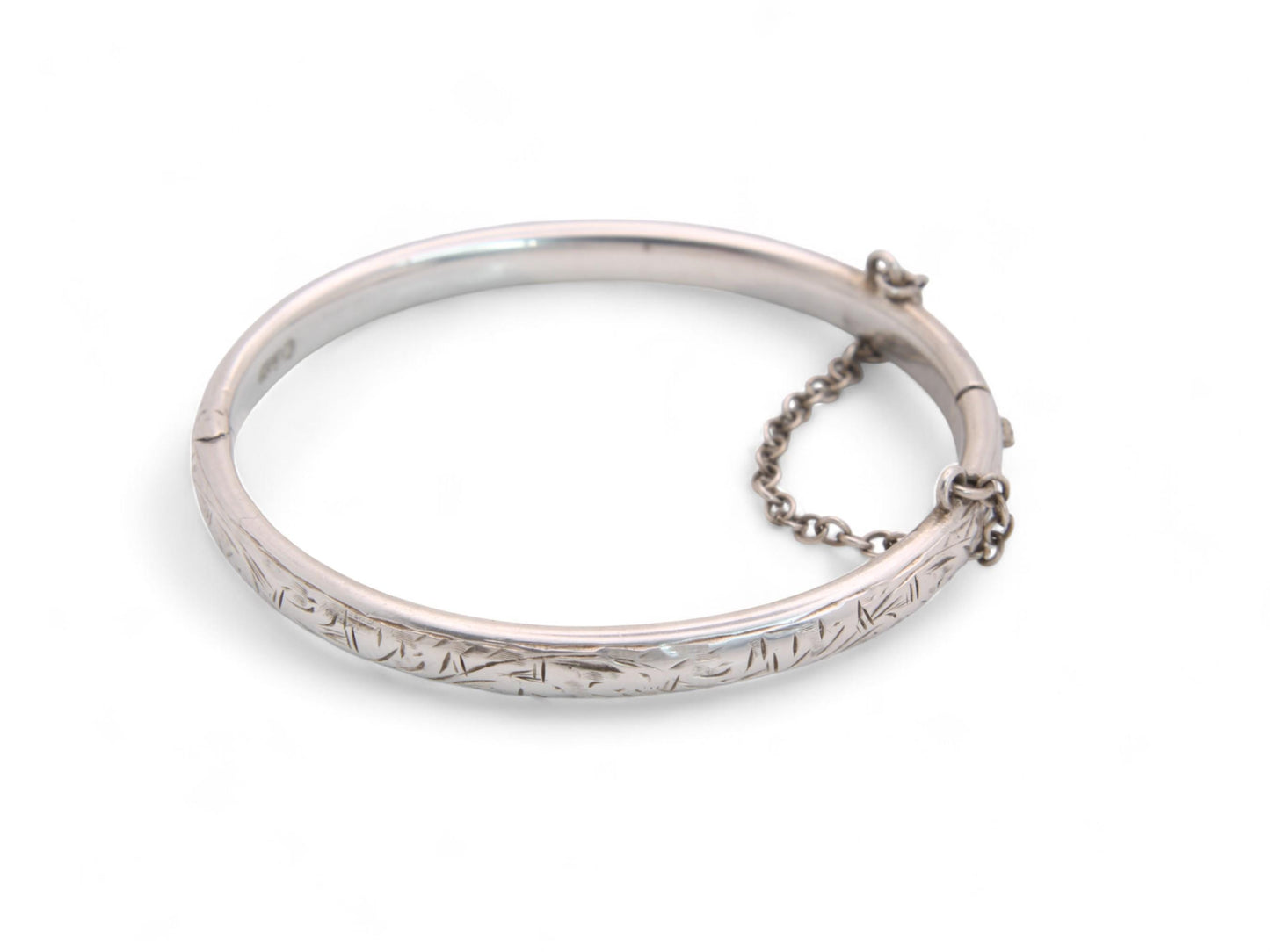 Vintage-Sterling-Silver-Charles-Horner-Baby-Bangle,-1950