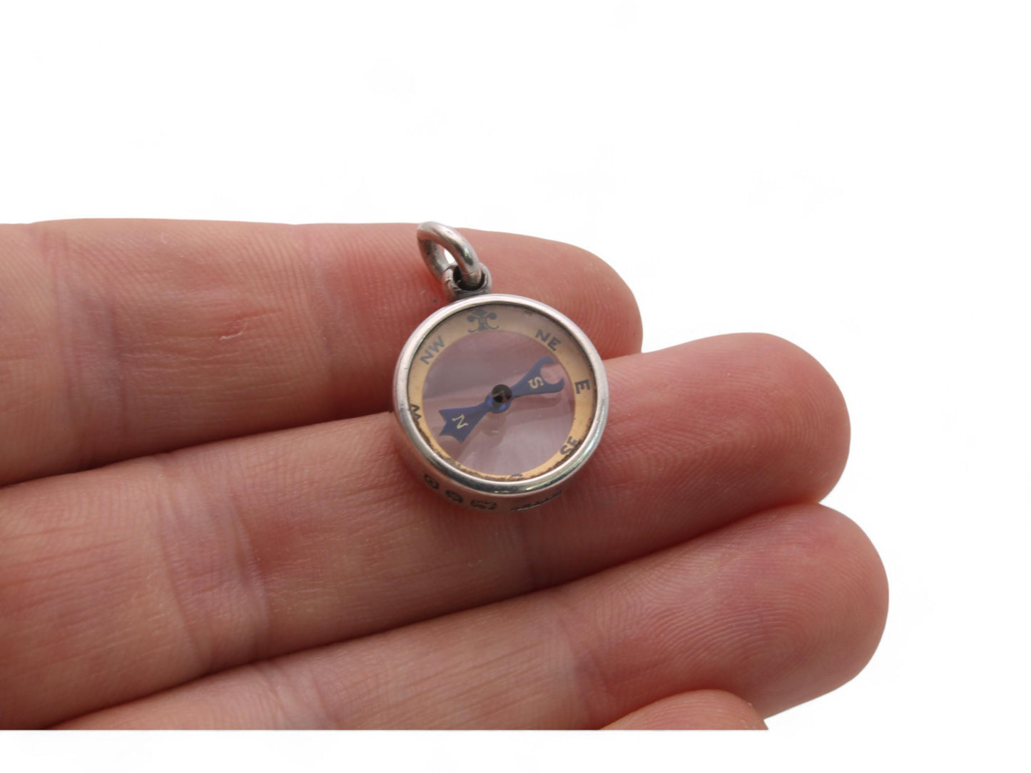 Antique Sterling Silver Compass Pendant