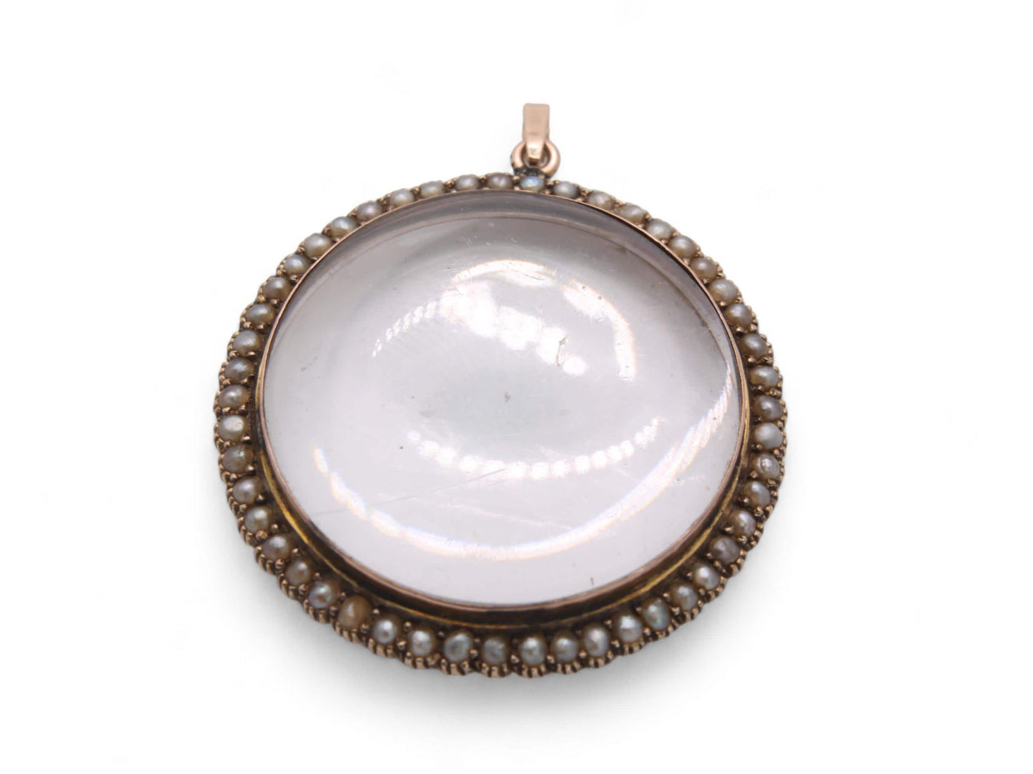 Antique 9ct Gold Seed Pearl Open Face Locket Pendant