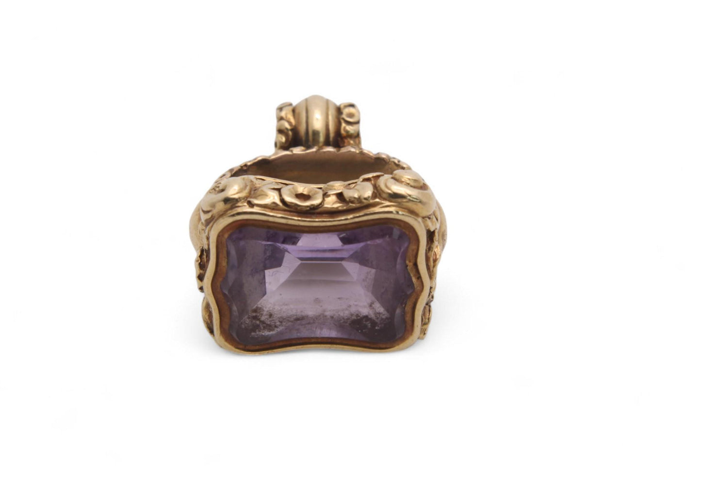 Antique 15ct Gold Chased Amethyst Pendant Seal