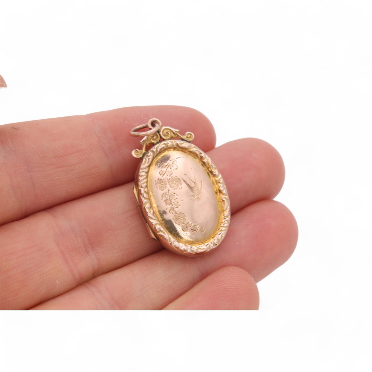 Antique 9ct Gold Swallow Bird In Flight Locket