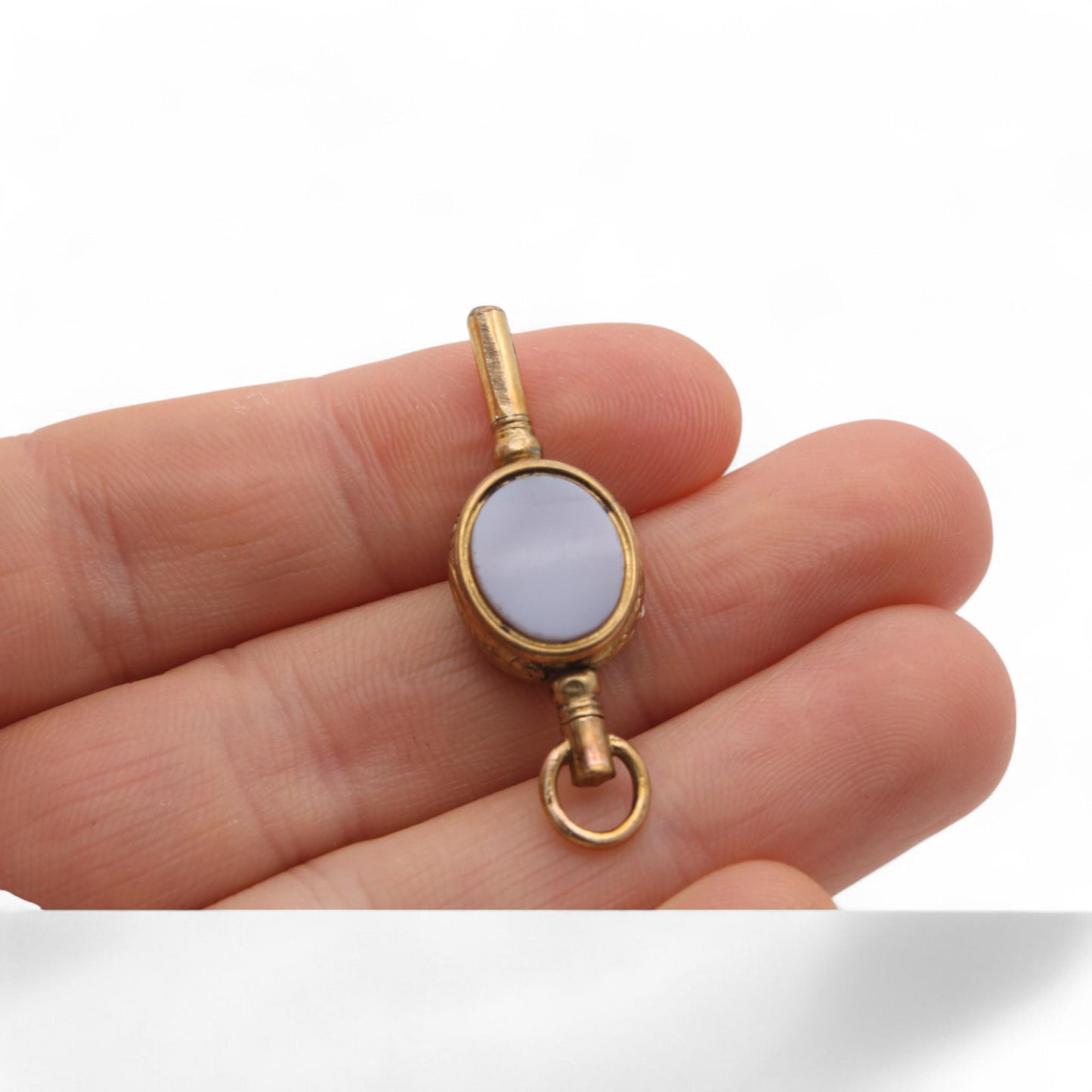 Antique 9ct Rolled Gold Bloodstone Lilac Agate Watch Key Locket