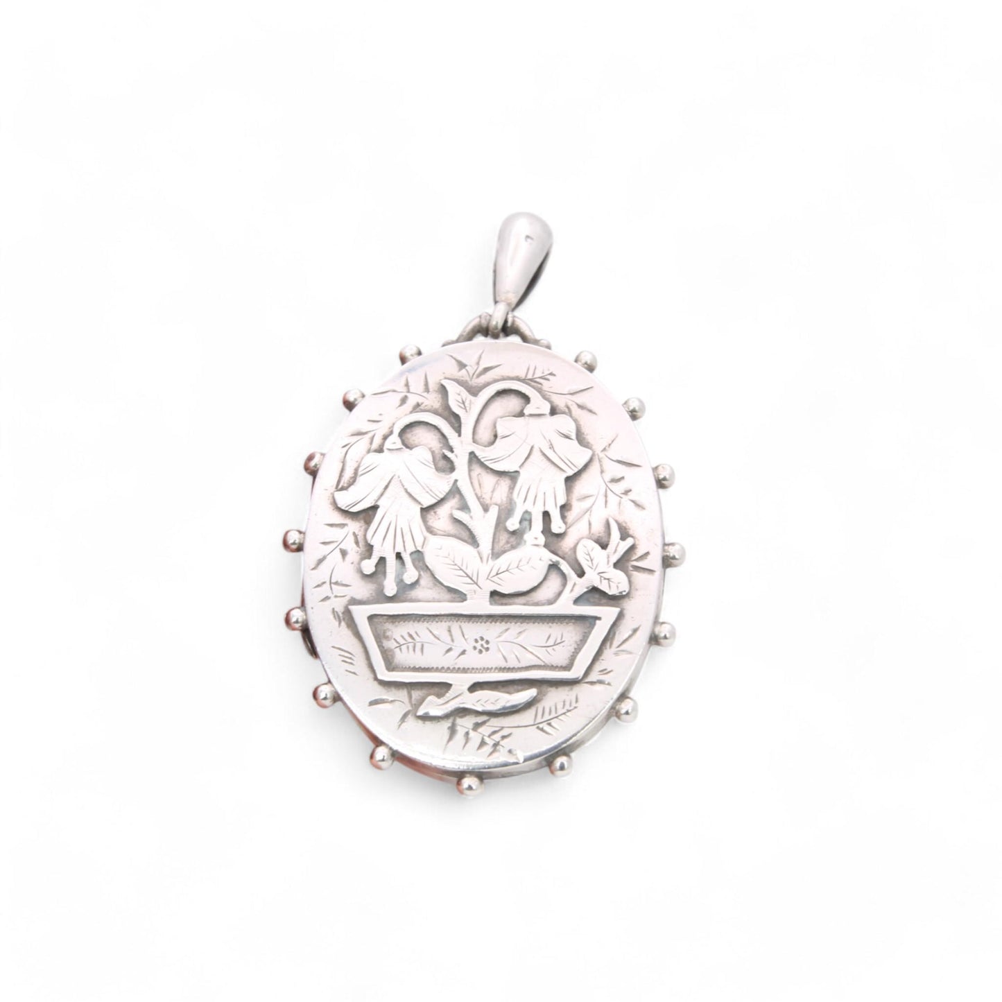 Antique Sterling Silver Mourning Locket, 1884