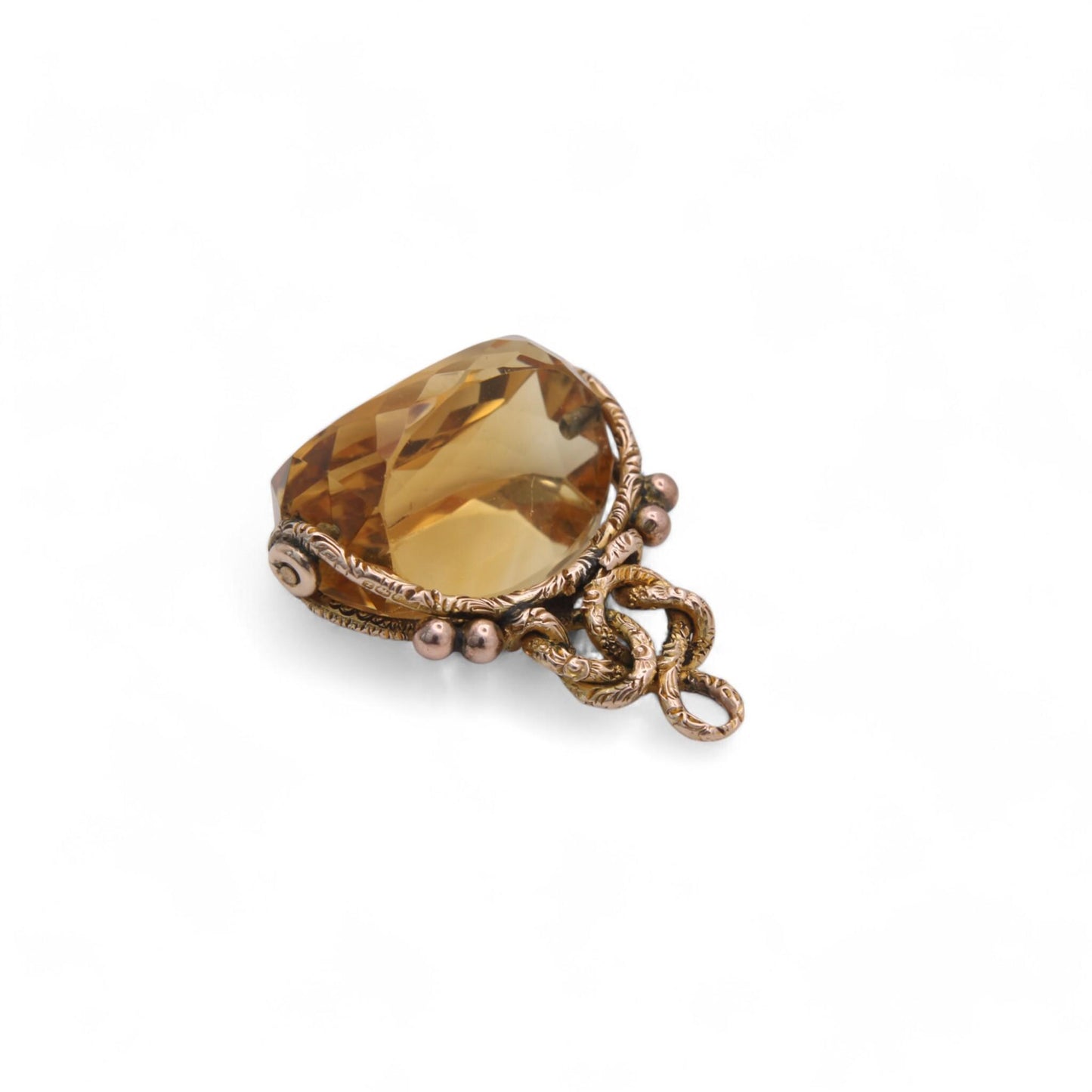 Antique-9ct-Gold-Citrine-Spinner-Pendant