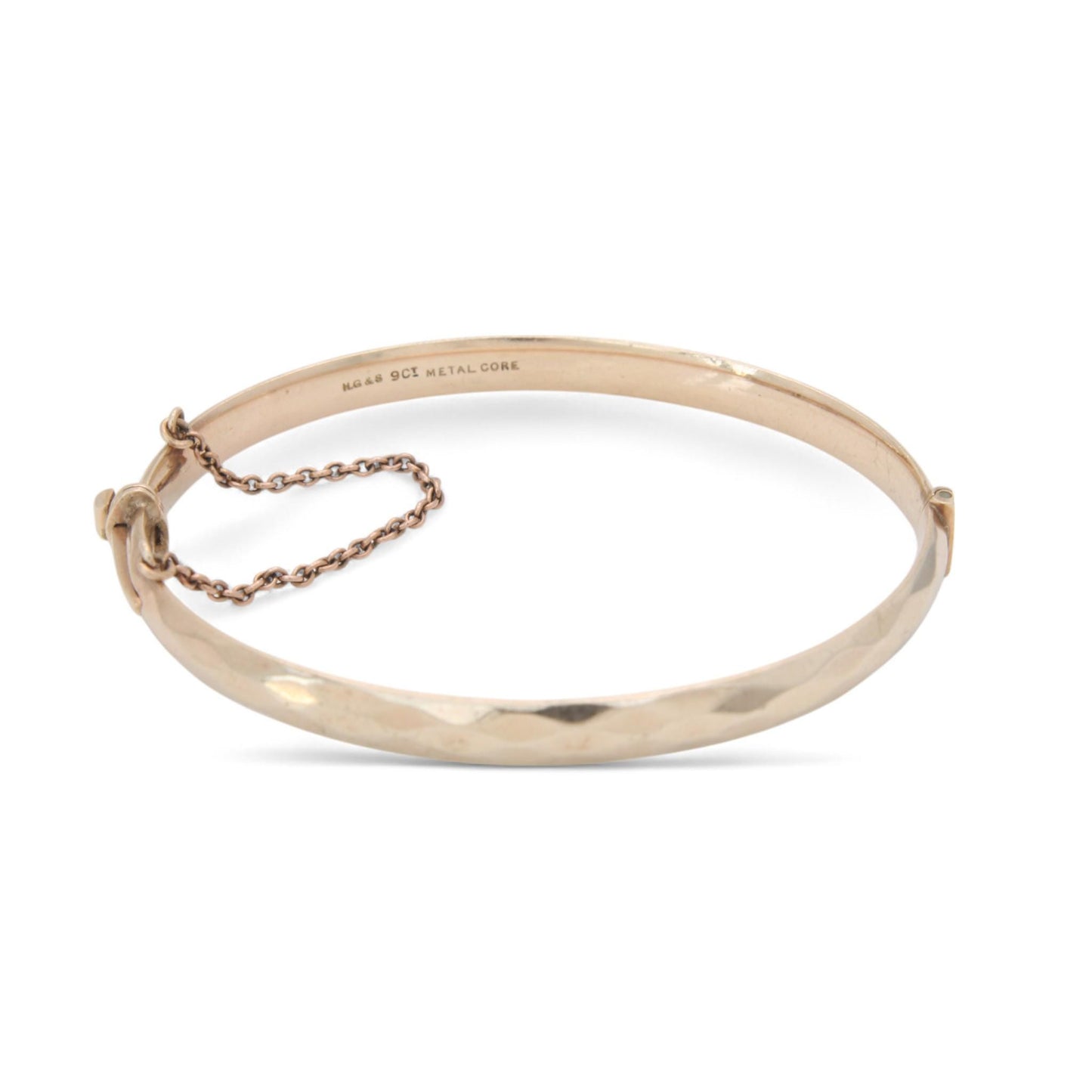 Antique 9ct Gold Faceted Metal Core Bangle