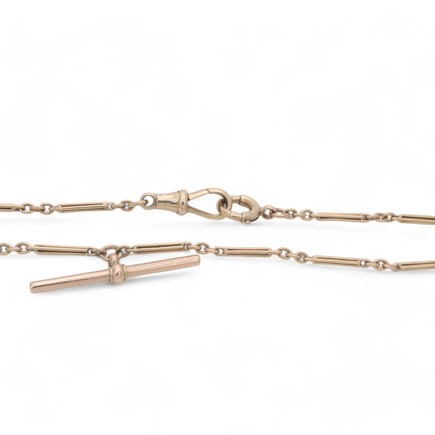 Antique 9ct Yellow Gold Trombone Fetter Link Double Albert Chain, 13.5"