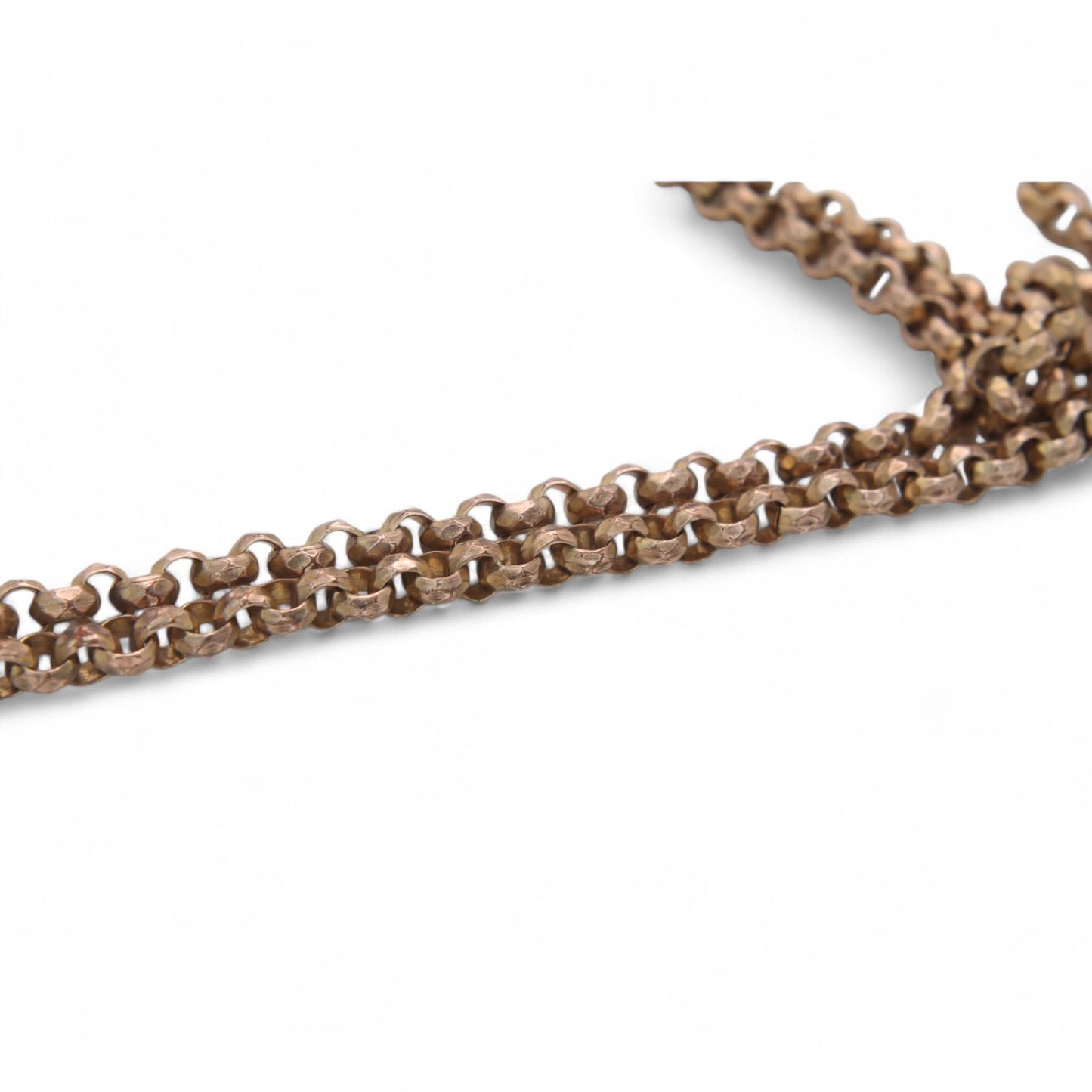 Antique 9ct Rolled Gold Faceted Long Guard, 53"