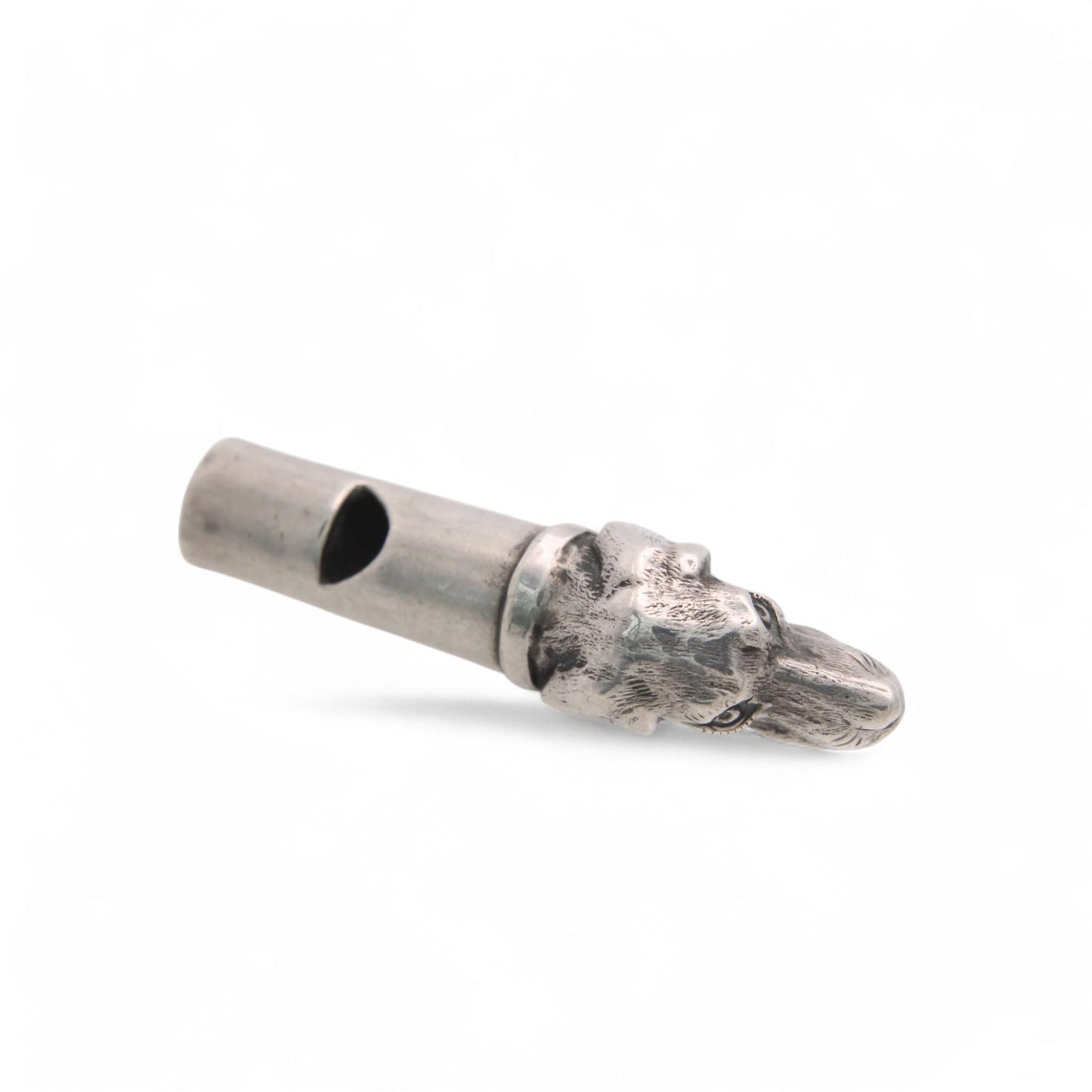Antique Sterling Silver Dogs Head Whistle