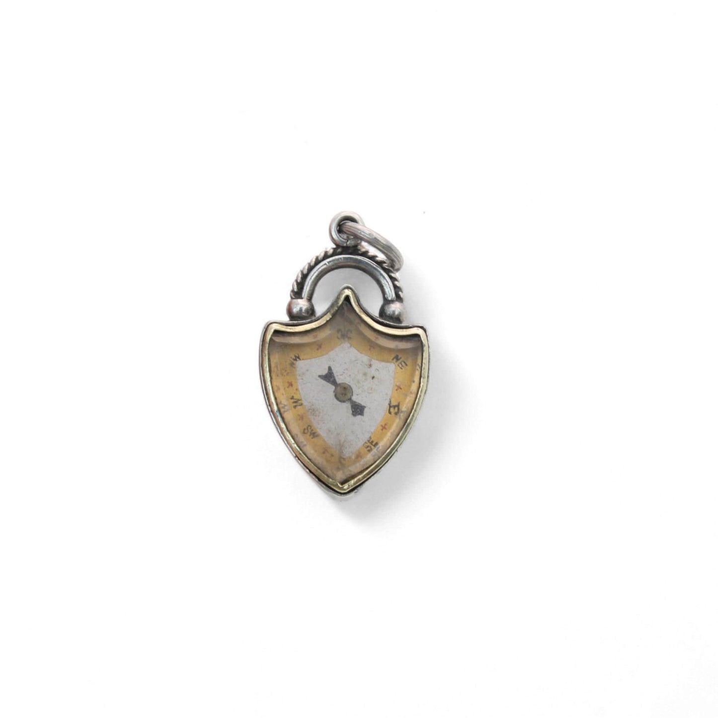 Antique Sterling Silver Compass Shield Pendant, 1894
