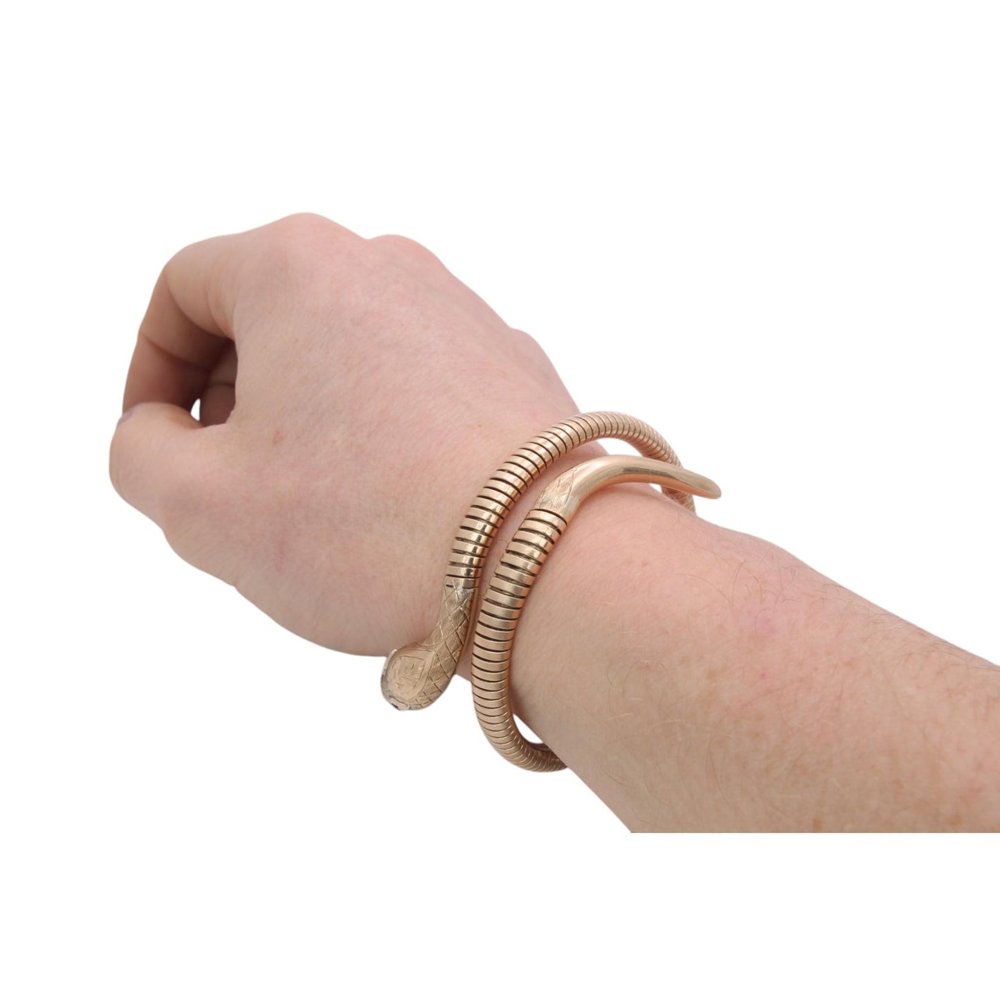 Vintage 9ct Gold Ruby Snake Bangle, 1960