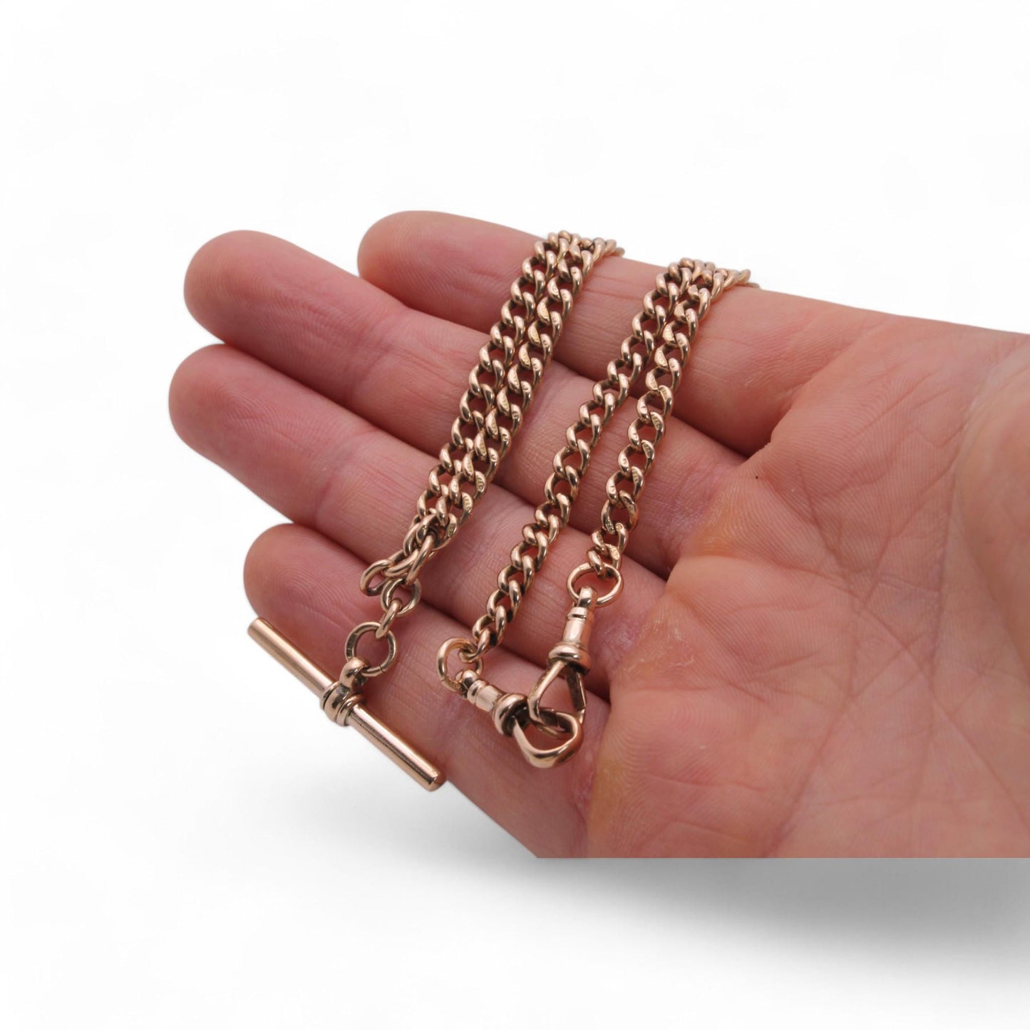 Antique-9ct-Gold-Double-Albert-Chain-Necklace,-17.5"