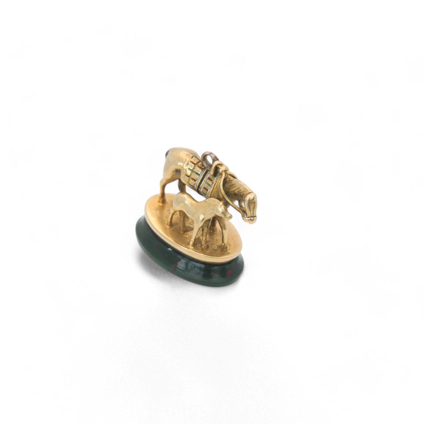 Antique 18ct Gold Horse & Foal "Always Constant and Faithful" Intaglio Pendant
