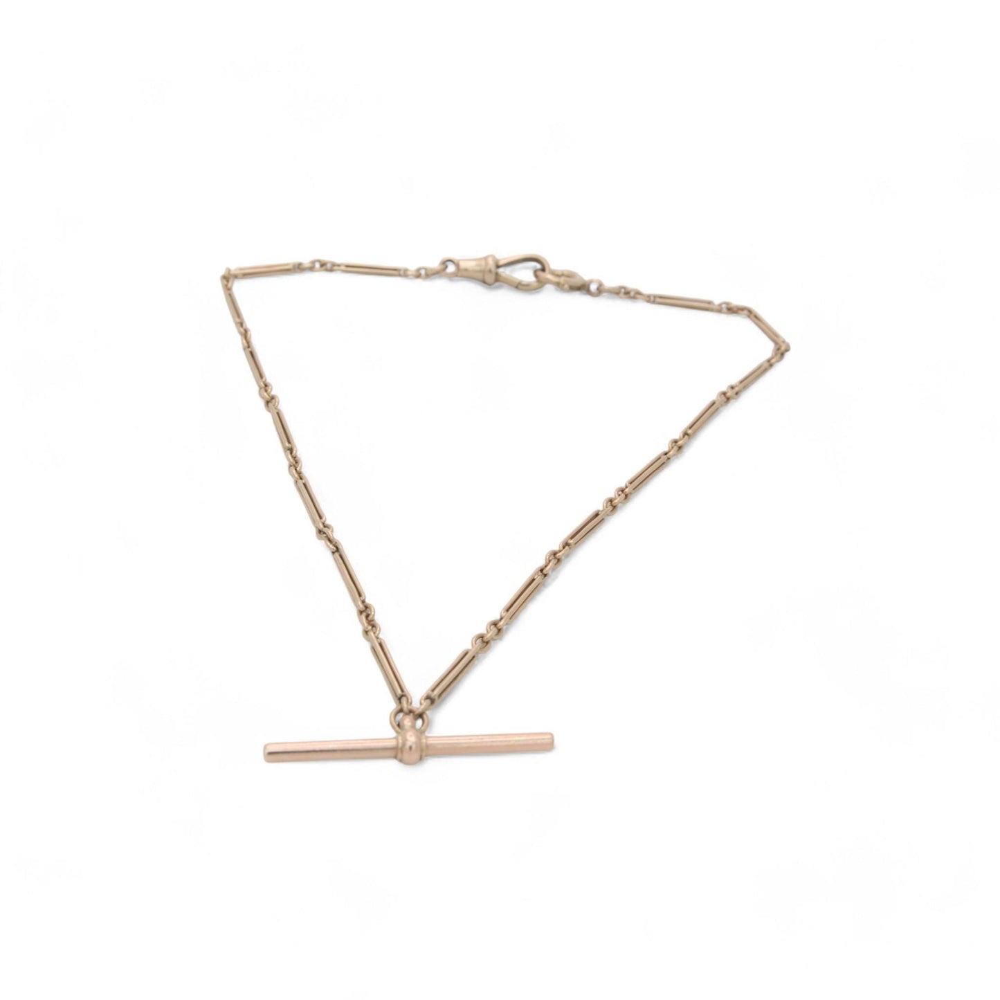 Antique 9ct Yellow Gold Trombone Fetter Link Double Albert Chain, 13.5"