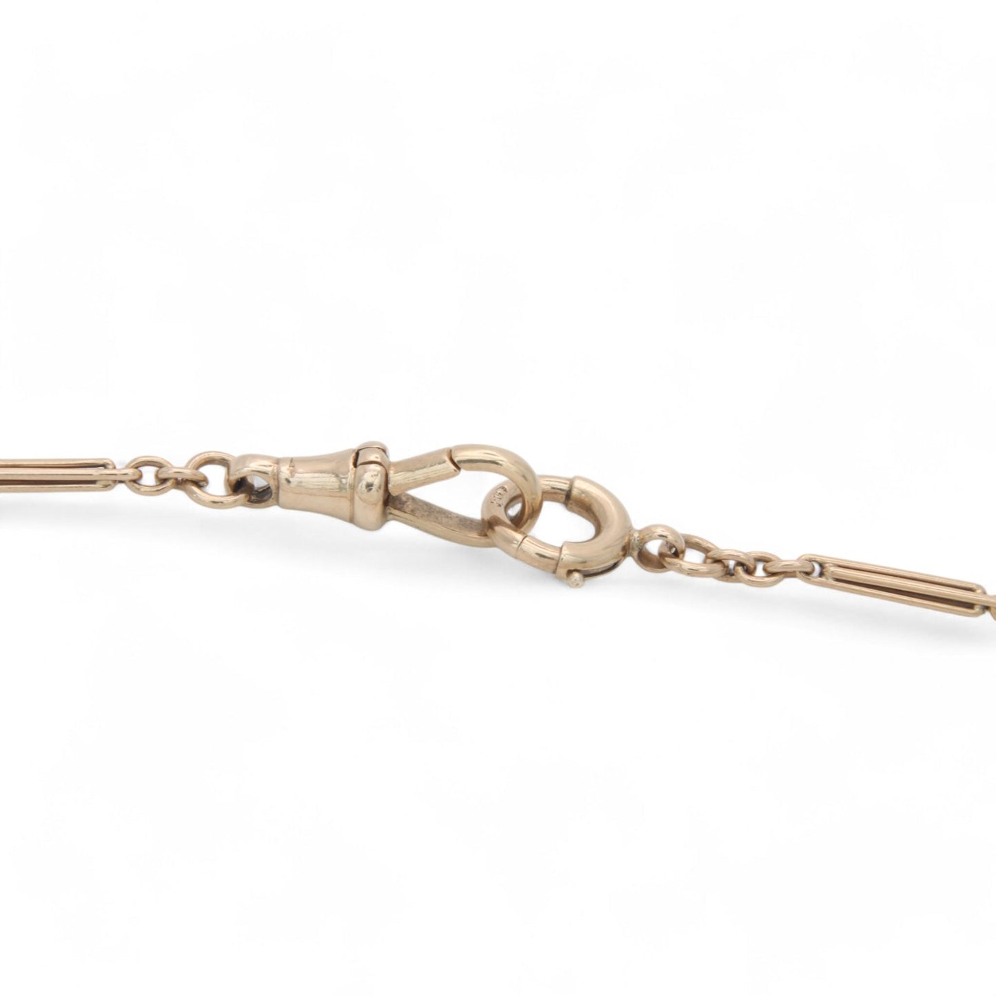 Antique 9ct Yellow Gold Trombone Fetter Link Double Albert Chain, 13.5"